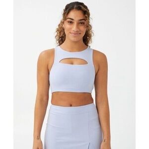 COTTON ON Women's Smoothing Cut Out Vestlette Top Blue iced sky Sport newBra